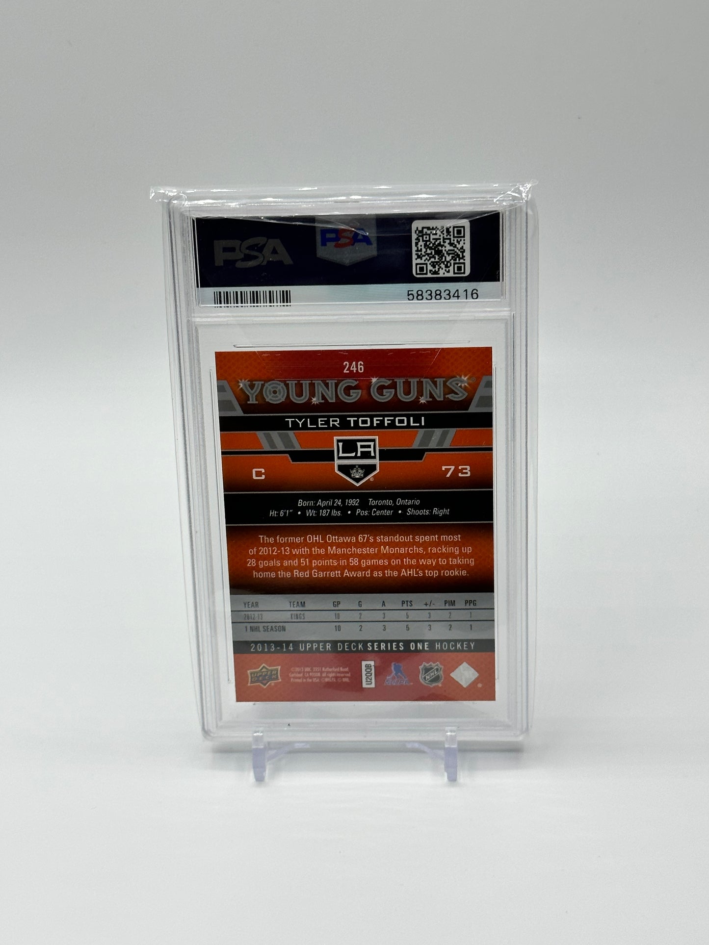 TYLER TOFFOLI 2013-14 UD YOUNG GUNS #246 LOS ANGELES KINGS PSA 10