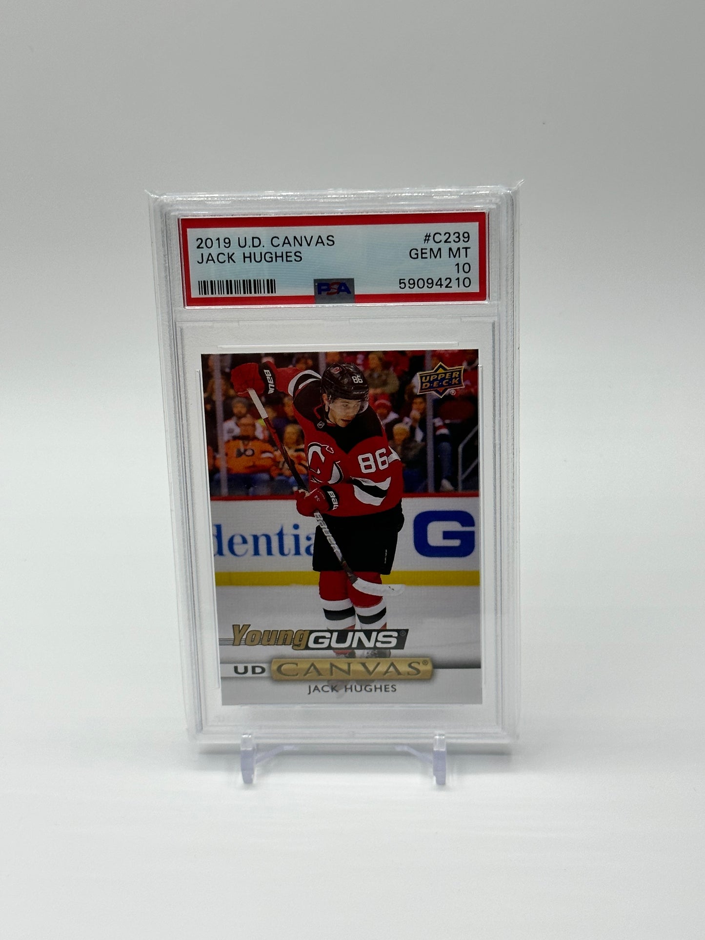 2020-21 UD CANVAS JACK HUGHES RC YOUNG GUNS ROOKIE GEM MINT PSA 10!!!