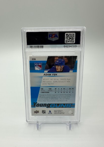 Adam Fox Rookie RC 2019 Upper Deck Young Guns #228 PSA 9 Rangers